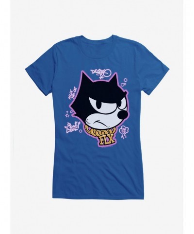 Discount Felix The Cat Graffiti Art Gold Chain Felix Girls T-Shirt $8.37 T-Shirts