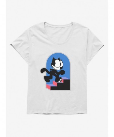 Premium Felix The Cat Step By Step Girls T-Shirt Plus Size $10.87 T-Shirts