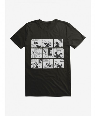 Fashion Felix The Cat Cleaning Up Comic Strip T-Shirt $5.93 T-Shirts