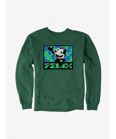 Hot Sale Felix The Cat Pixilated Felix Text Sweatshirt $9.45 Sweatshirts