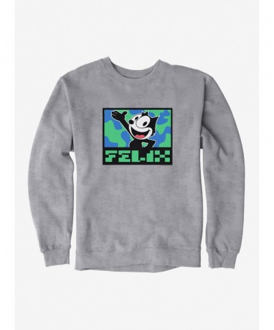 Hot Sale Felix The Cat Pixilated Felix Text Sweatshirt $9.45 Sweatshirts