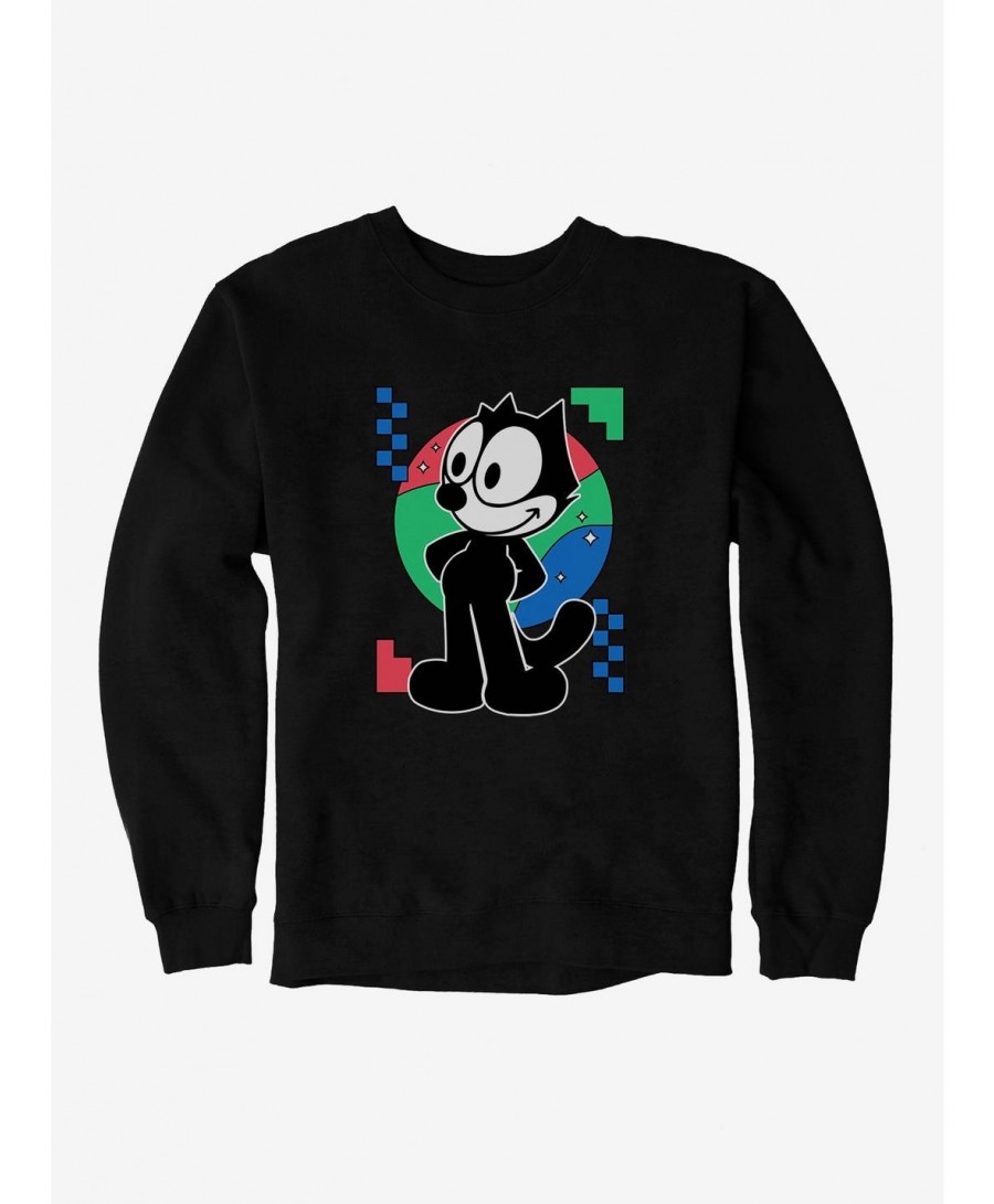 Hot Selling Felix The Cat Diamond Stars Portrait Sweatshirt $12.40 Sweatshirts