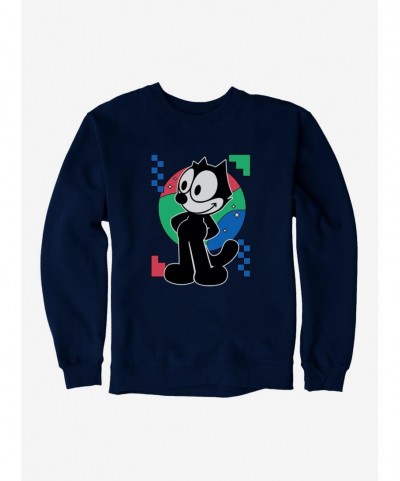 Hot Selling Felix The Cat Diamond Stars Portrait Sweatshirt $12.40 Sweatshirts