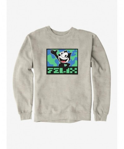 Hot Sale Felix The Cat Pixilated Felix Text Sweatshirt $9.45 Sweatshirts