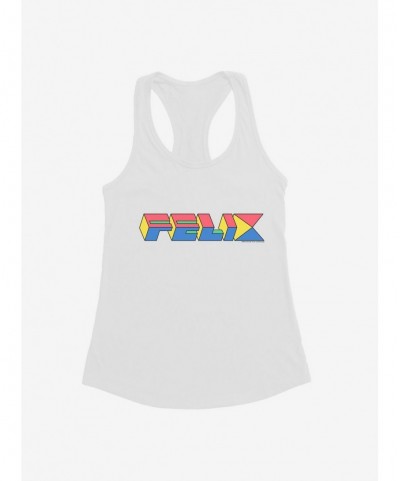 Special Felix The Cat 90s Cube Felix Text Girls Tank $6.37 Tanks