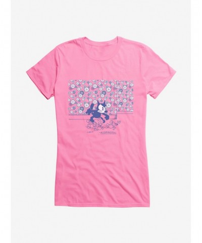 Hot Sale Felix The Cat And Mouse Sketch Girls T-Shirt $8.57 T-Shirts