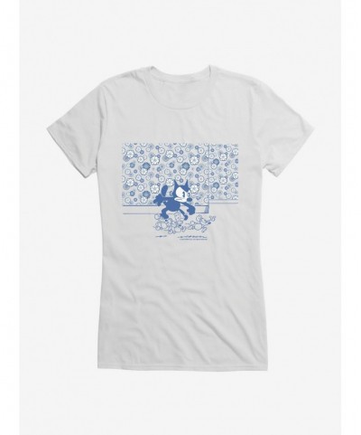 Hot Sale Felix The Cat And Mouse Sketch Girls T-Shirt $8.57 T-Shirts