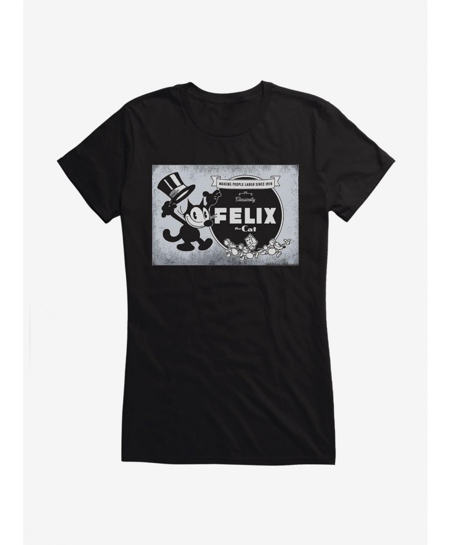 Limited-time Offer Felix The Cat Vintage Logo Poster Girls T-Shirt $6.77 T-Shirts