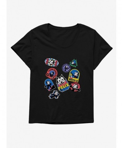 Wholesale Felix The Cat Sticker Collection Girls T-Shirt Plus Size $11.10 T-Shirts