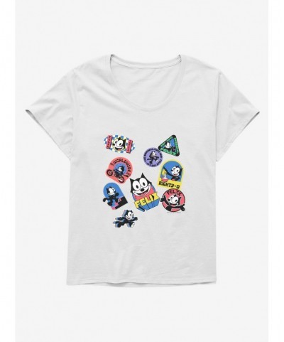 Wholesale Felix The Cat Sticker Collection Girls T-Shirt Plus Size $11.10 T-Shirts