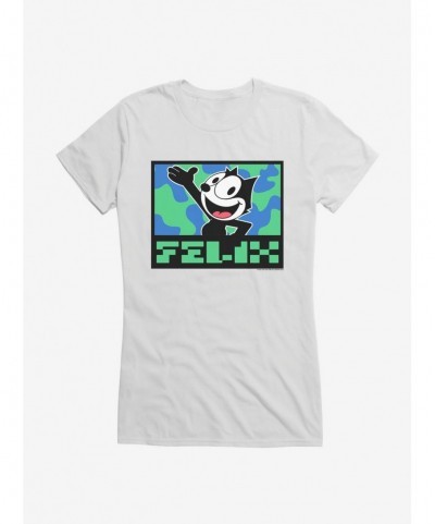 Flash Sale Felix The Cat Pixilated Felix Text Girls T-Shirt $9.56 T-Shirts