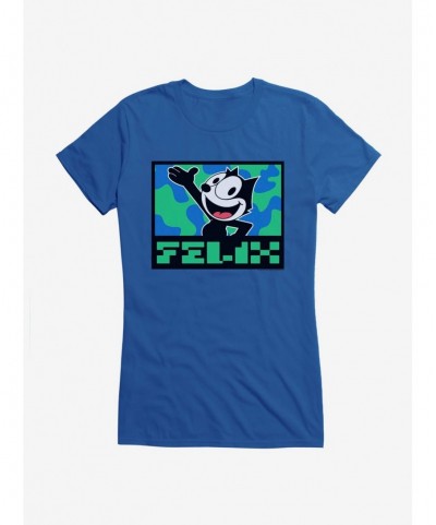 Flash Sale Felix The Cat Pixilated Felix Text Girls T-Shirt $9.56 T-Shirts