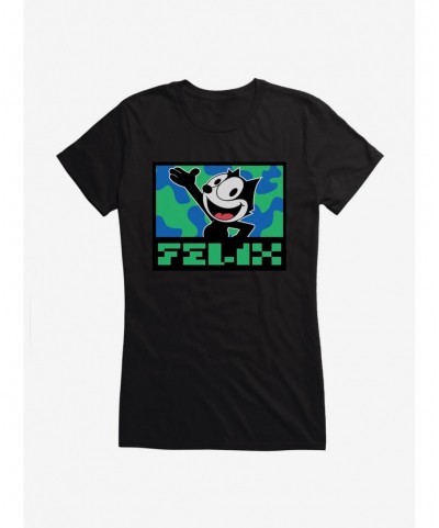 Flash Sale Felix The Cat Pixilated Felix Text Girls T-Shirt $9.56 T-Shirts