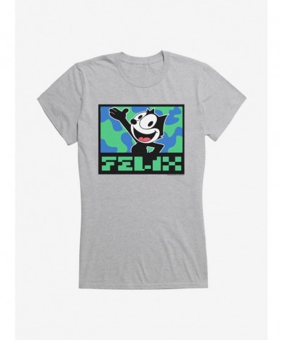 Flash Sale Felix The Cat Pixilated Felix Text Girls T-Shirt $9.56 T-Shirts