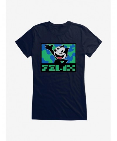 Flash Sale Felix The Cat Pixilated Felix Text Girls T-Shirt $9.56 T-Shirts