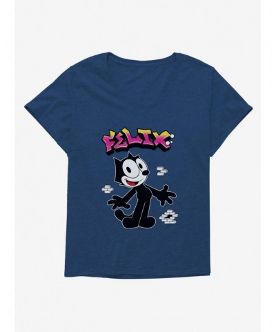 Hot Selling Felix The Cat Graffiti Art Brick Wall Girls T-Shirt Plus Size $7.40 T-Shirts