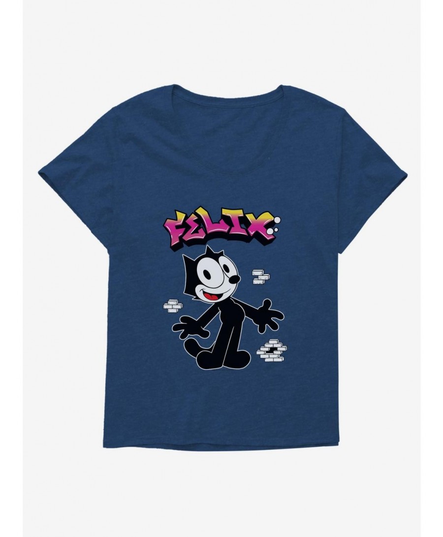 Hot Selling Felix The Cat Graffiti Art Brick Wall Girls T-Shirt Plus Size $7.40 T-Shirts