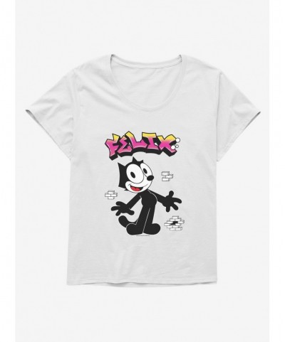 Hot Selling Felix The Cat Graffiti Art Brick Wall Girls T-Shirt Plus Size $7.40 T-Shirts