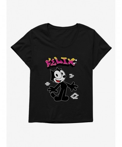 Hot Selling Felix The Cat Graffiti Art Brick Wall Girls T-Shirt Plus Size $7.40 T-Shirts