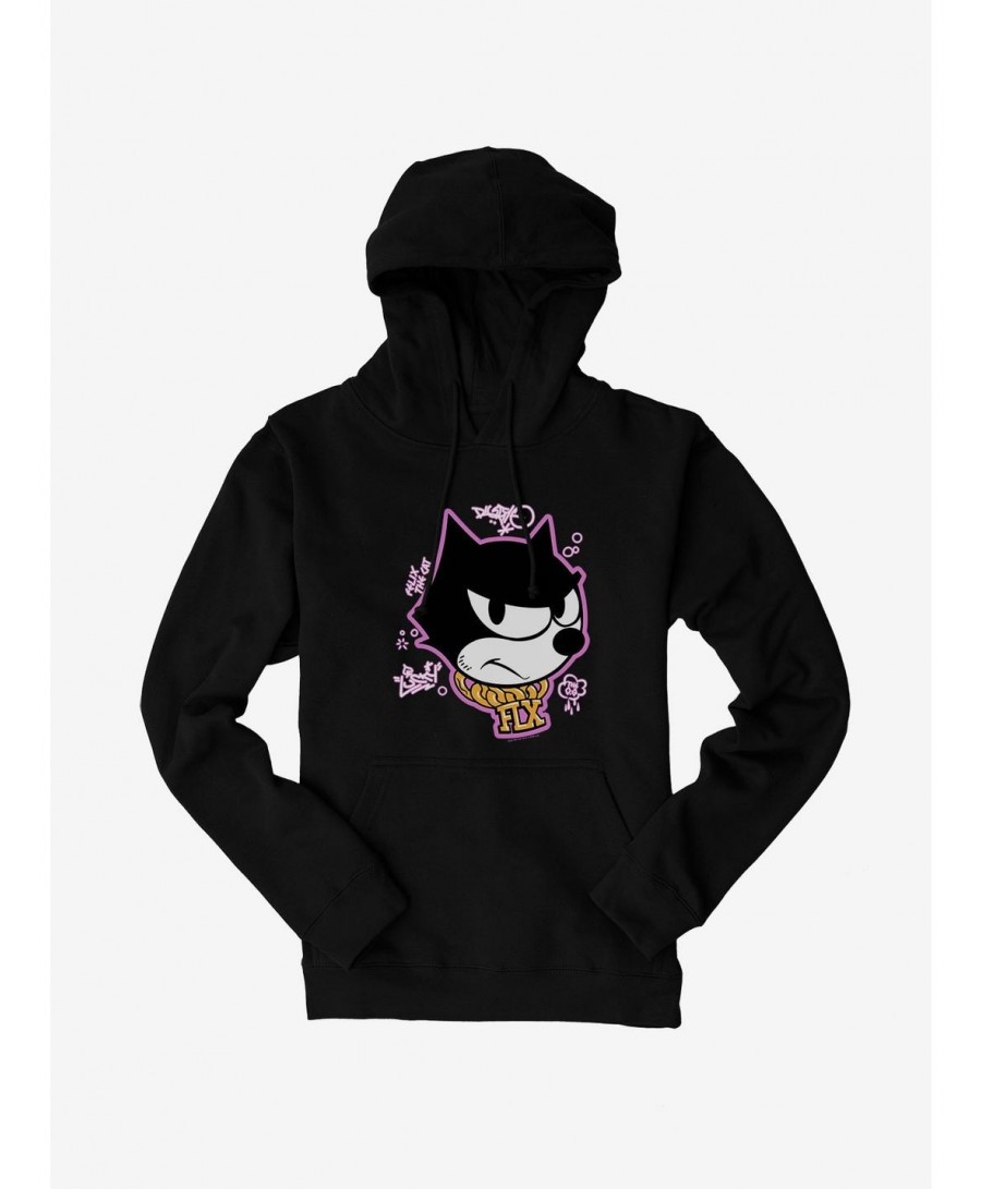 Limited-time Offer Felix The Cat Graffiti Art Gold Chain Felix Hoodie $17.24 Hoodies