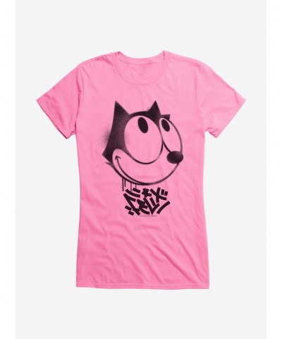 Flash Sale Felix The Cat Graffiti Art Smiling Felix Girls T-Shirt $6.97 T-Shirts