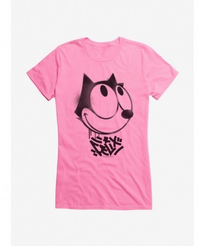 Flash Sale Felix The Cat Graffiti Art Smiling Felix Girls T-Shirt $6.97 T-Shirts