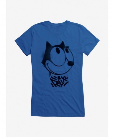 Flash Sale Felix The Cat Graffiti Art Smiling Felix Girls T-Shirt $6.97 T-Shirts