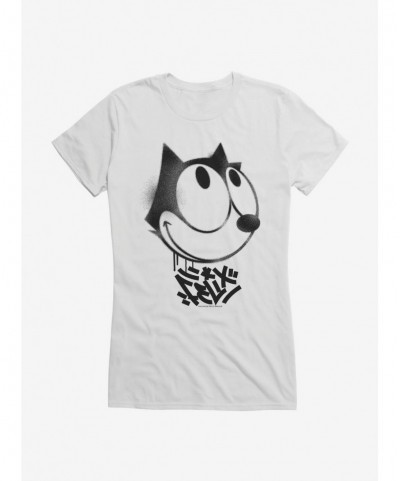 Flash Sale Felix The Cat Graffiti Art Smiling Felix Girls T-Shirt $6.97 T-Shirts