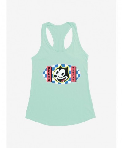 Limited-time Offer Felix The Cat Blue Checkers Graphic Girls Tank $5.98 Tanks