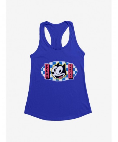 Limited-time Offer Felix The Cat Blue Checkers Graphic Girls Tank $5.98 Tanks