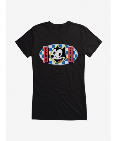 Low Price Felix The Cat Blue Checkers Graphic Girls T-Shirt $7.97 T-Shirts