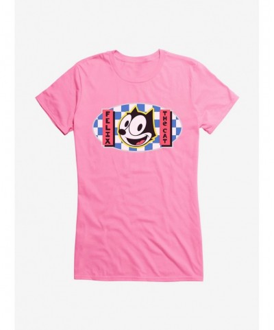 Low Price Felix The Cat Blue Checkers Graphic Girls T-Shirt $7.97 T-Shirts