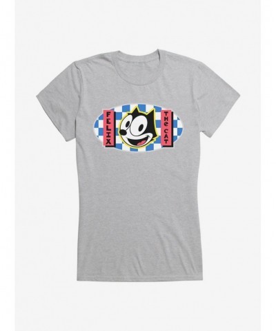 Low Price Felix The Cat Blue Checkers Graphic Girls T-Shirt $7.97 T-Shirts