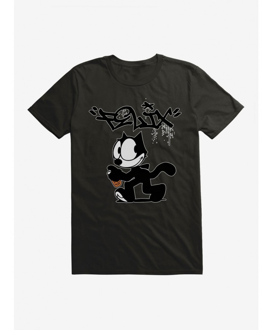 Huge Discount Felix The Cat Spray Painting Felix T-Shirt $6.69 T-Shirts