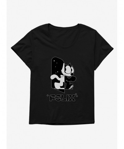 Discount Sale Felix The Cat Black and White Girls T-Shirt Plus Size $7.17 T-Shirts