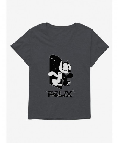 Discount Sale Felix The Cat Black and White Girls T-Shirt Plus Size $7.17 T-Shirts