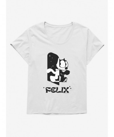 Discount Sale Felix The Cat Black and White Girls T-Shirt Plus Size $7.17 T-Shirts