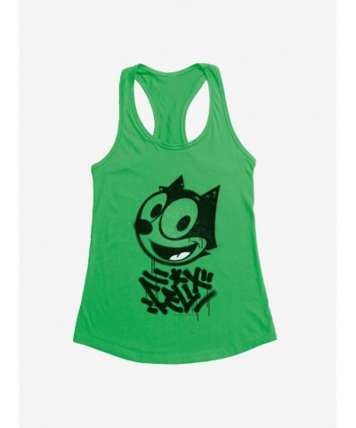 New Arrival Felix The Cat Graffiti Art All Smiles Felix Girls Tank $7.37 Tanks