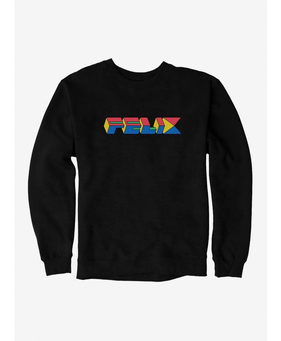 Flash Deal Felix The Cat 90s Cube Felix Text Sweatshirt $12.40 Sweatshirts