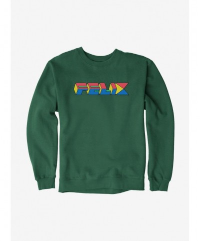 Flash Deal Felix The Cat 90s Cube Felix Text Sweatshirt $12.40 Sweatshirts