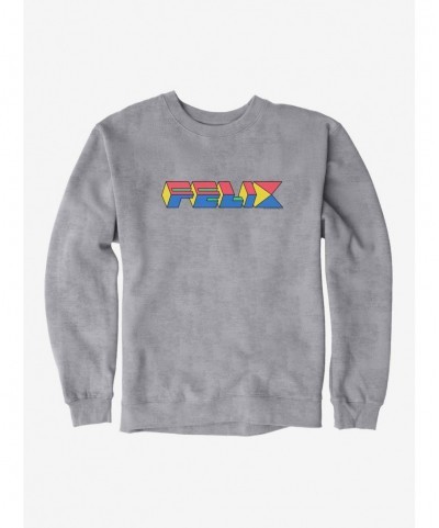 Flash Deal Felix The Cat 90s Cube Felix Text Sweatshirt $12.40 Sweatshirts