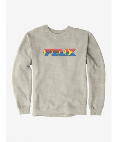 Flash Deal Felix The Cat 90s Cube Felix Text Sweatshirt $12.40 Sweatshirts