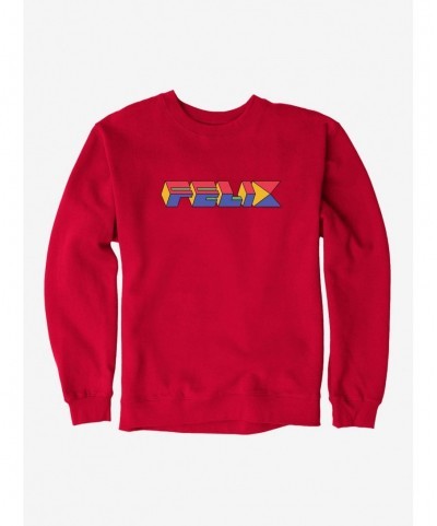 Flash Deal Felix The Cat 90s Cube Felix Text Sweatshirt $12.40 Sweatshirts