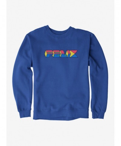 Flash Deal Felix The Cat 90s Cube Felix Text Sweatshirt $12.40 Sweatshirts