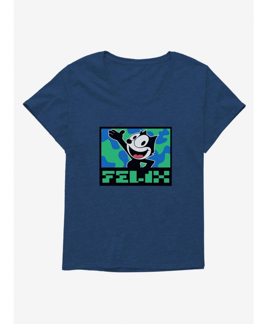 Sale Item Felix The Cat Pixilated Felix Text Girls T-Shirt Plus Size $10.87 T-Shirts