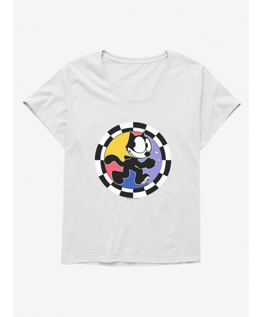 Exclusive Price Felix The Cat Circular Checkers Girls T-Shirt Plus Size $8.55 T-Shirts