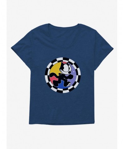 Exclusive Price Felix The Cat Circular Checkers Girls T-Shirt Plus Size $8.55 T-Shirts