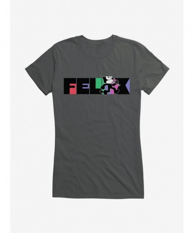 Unique Felix The Cat Whistling And Walking Block Text Girls T-Shirt $9.76 T-Shirts