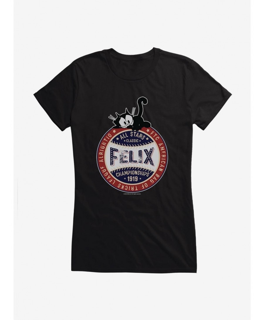 Discount Sale Felix The Cat All Stars Classic Championships 1919 Girls T-Shirt $7.37 T-Shirts