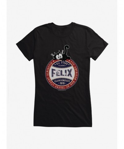 Discount Sale Felix The Cat All Stars Classic Championships 1919 Girls T-Shirt $7.37 T-Shirts